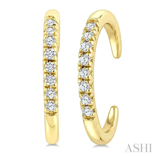 Petite Diamond Fashion Huggie Cuff Earrings