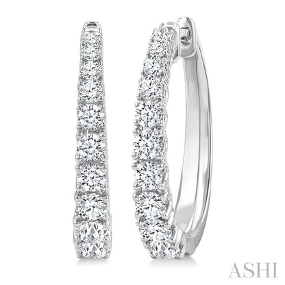Graduated Diamond Fashion Hoop Earrings