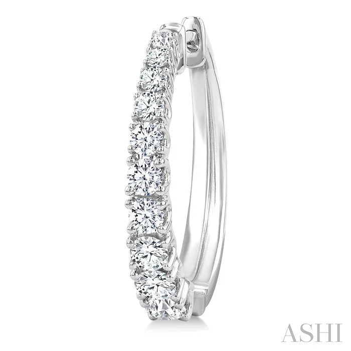 Graduated Diamond Fashion Hoop Earrings