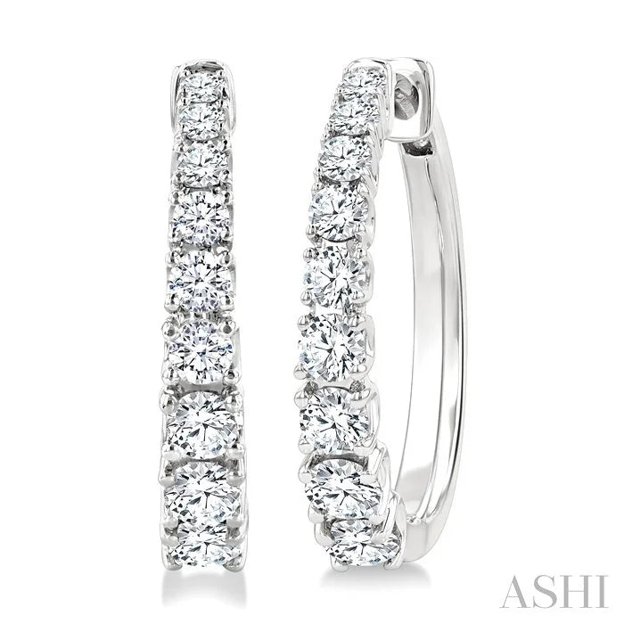 Graduated Diamond Fashion Hoop Earrings