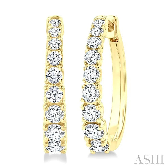 Graduated Diamond Fashion Hoop Earrings