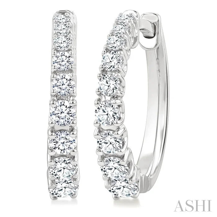 Graduated Diamond Fashion Hoop Earrings