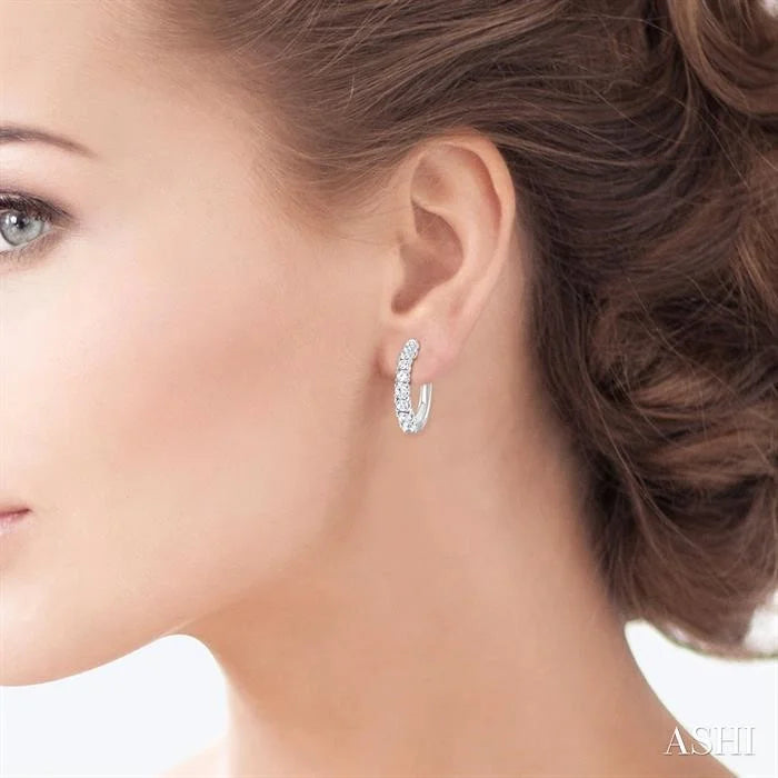 Graduated Diamond Fashion Hoop Earrings