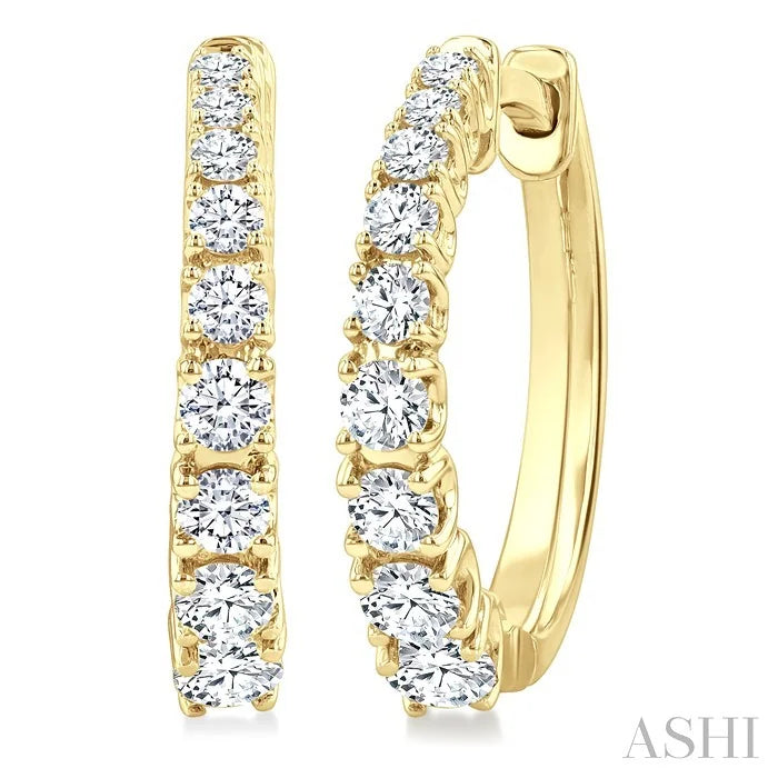 Graduated Diamond Fashion Hoop Earrings