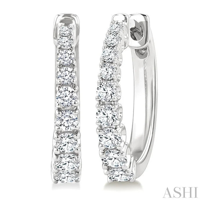 Graduated Diamond Fashion Hoop Earrings