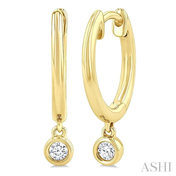 Bezel Set Petite Diamond Huggie Fashion Earrings