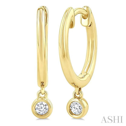 Bezel Set Petite Diamond Huggie Fashion Earrings