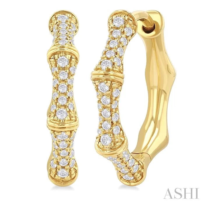 Petite Diamond Bamboo Huggie Fashion Earrings