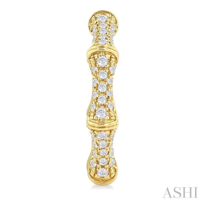 Petite Diamond Bamboo Huggie Fashion Earrings
