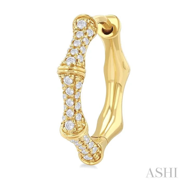 Petite Diamond Bamboo Huggie Fashion Earrings