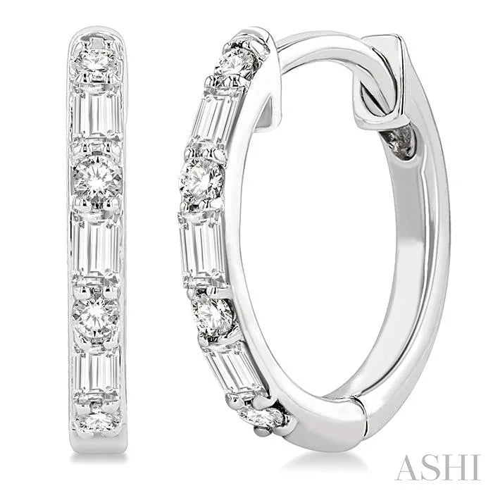 Baguette Petite Diamond Fashion Huggie Earrings