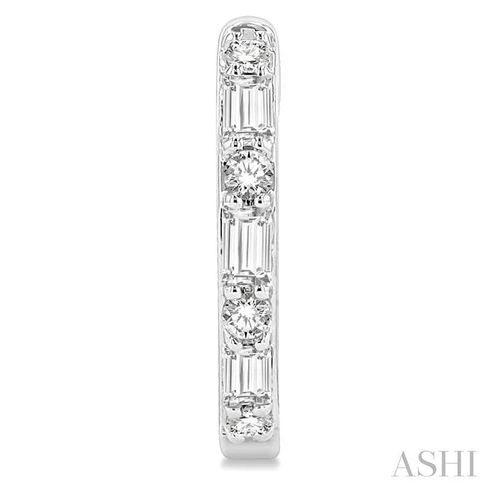 Baguette Petite Diamond Fashion Huggie Earrings