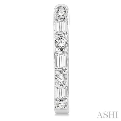 Baguette Petite Diamond Fashion Huggie Earrings