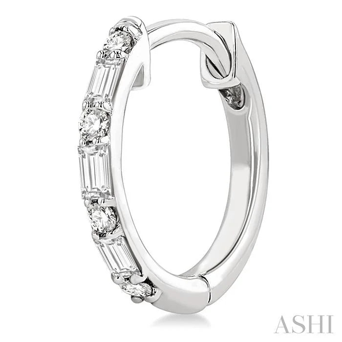 Baguette Petite Diamond Fashion Huggie Earrings