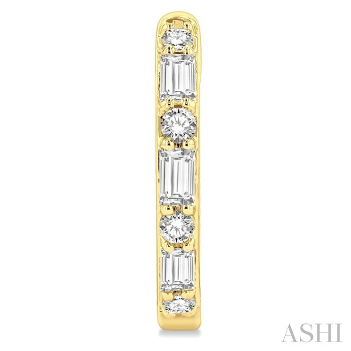 Baguette Petite Diamond Fashion Huggie Earrings