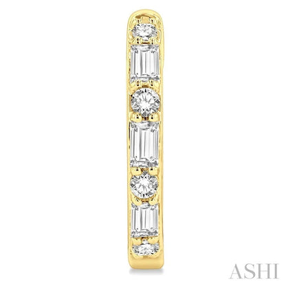 Baguette Petite Diamond Fashion Huggie Earrings