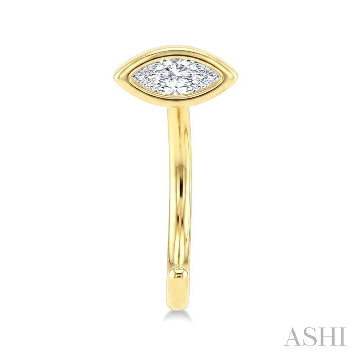 Marquise Shape Bezel Set Petite Diamond Huggie Earrings