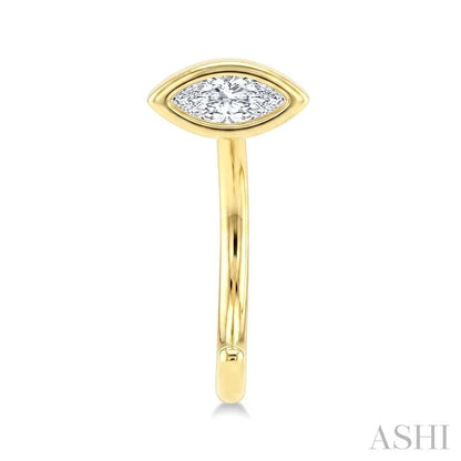 Marquise Shape Bezel Set Petite Diamond Huggie Earrings