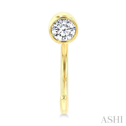 Round Bezel Set Petite Diamond Huggie Earrings
