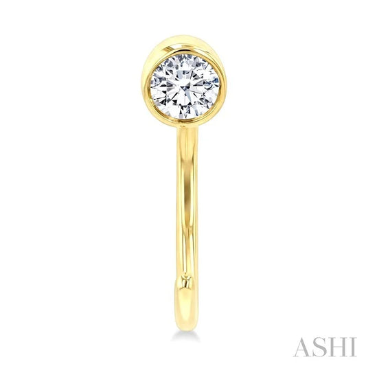 Round Bezel Set Petite Diamond Huggie Earrings