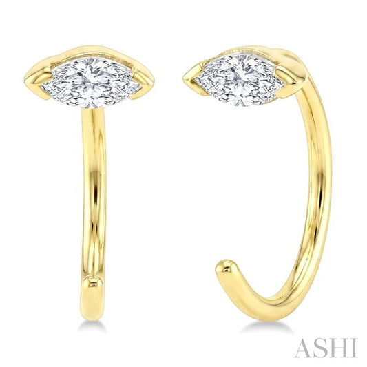 Marquise Shape Petite Diamond Huggie Earrings