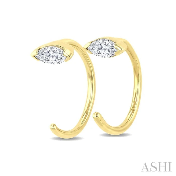 Marquise Shape Petite Diamond Huggie Earrings