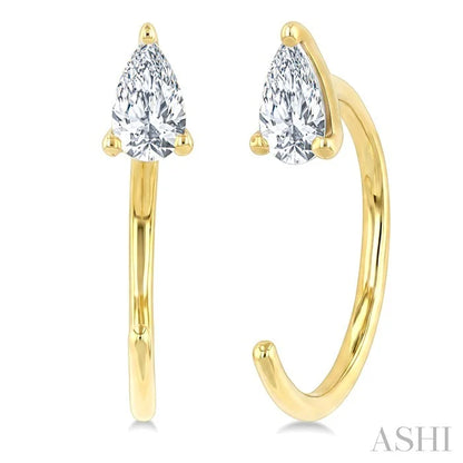 Pear Shape Petite Diamond Huggie Earrings