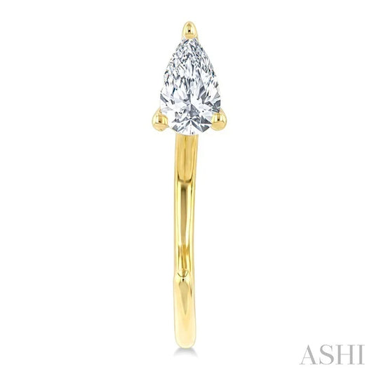 Pear Shape Petite Diamond Huggie Earrings