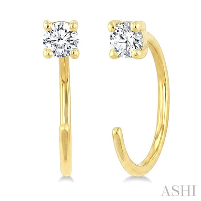 Round Shape Petite Diamond Huggie Earrings
