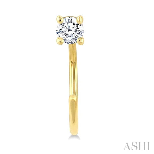 Round Shape Petite Diamond Huggie Earrings