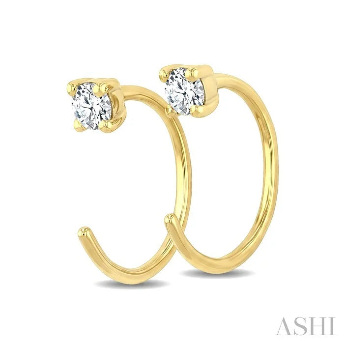 Round Shape Petite Diamond Huggie Earrings