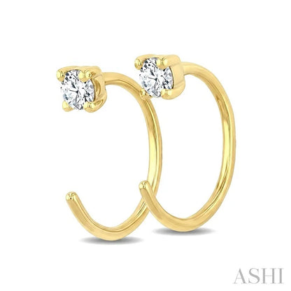 Round Shape Petite Diamond Huggie Earrings