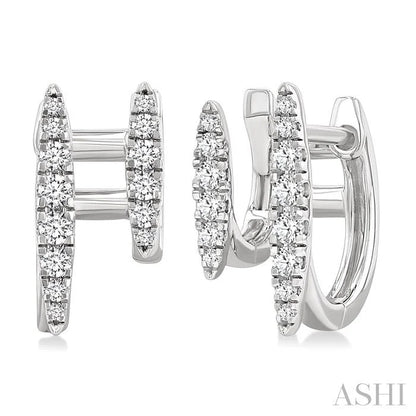 Double Row Petite Diamond Huggie Fashion Earrings