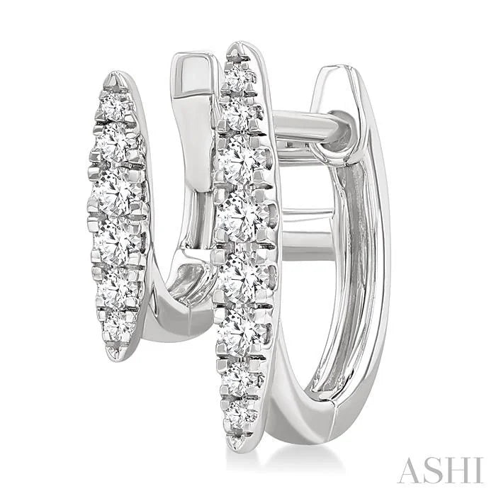 Double Row Petite Diamond Huggie Fashion Earrings