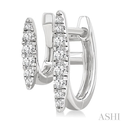 Double Row Petite Diamond Huggie Fashion Earrings