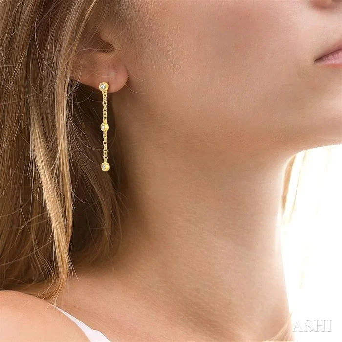 Diamond Station Long Chain Earrings