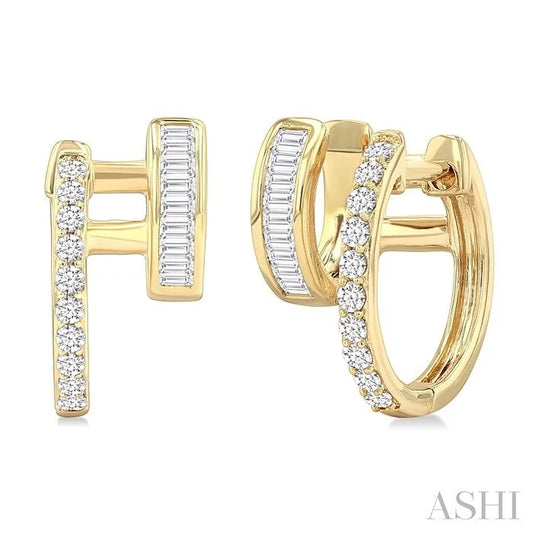 Double Row Petite Diamond Huggie Fashion Earrings