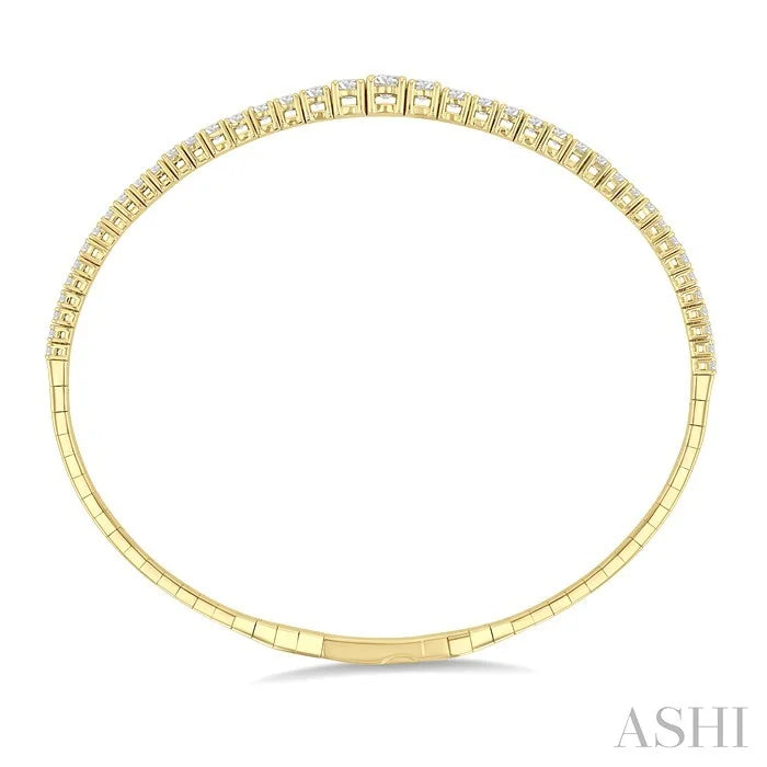 Diamond Halfway Graduated Flex Bangle