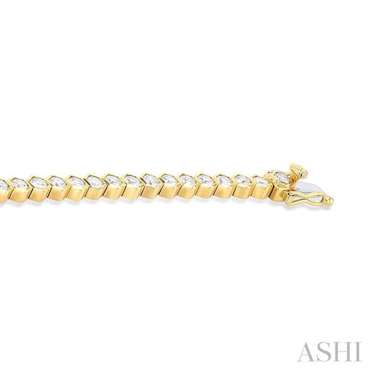 Hexagon Shape Bezel Set Diamond Tennis Bracelet