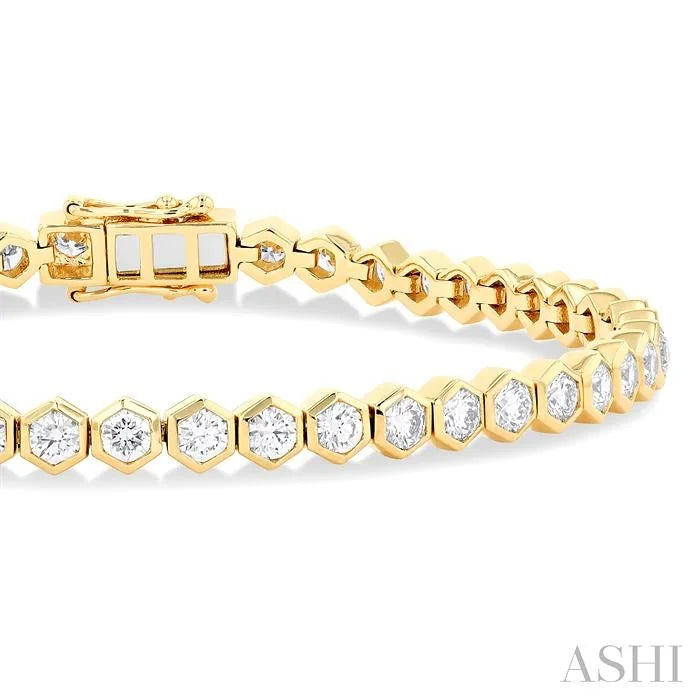Hexagon Shape Bezel Set Diamond Tennis Bracelet