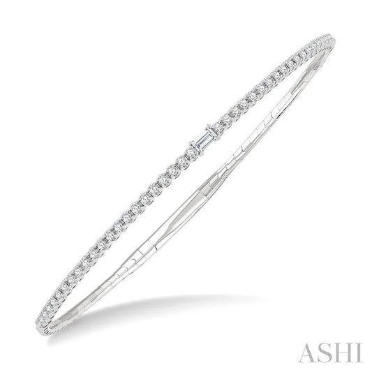 Diamond Halfway Baguette Center Flex Bangle