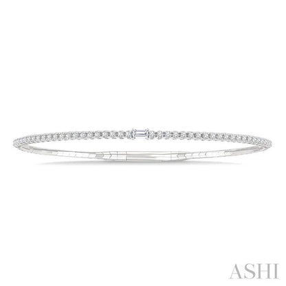 Diamond Halfway Baguette Center Flex Bangle