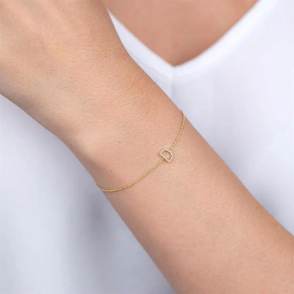 Block 'K' Initial Diamond Chain Bracelet