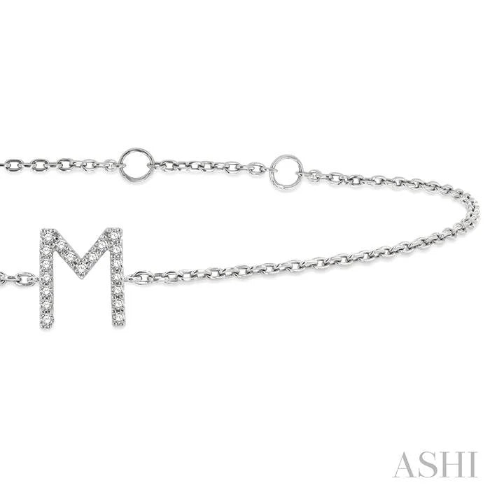Block 'M' Initial Diamond Chain Bracelet