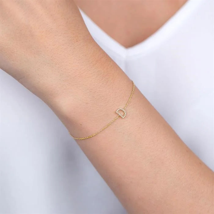 Block 'M' Initial Diamond Chain Bracelet