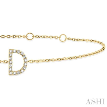 Block 'D' Initial Diamond Chain Bracelet