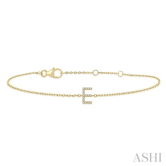 Block 'E' Initial Diamond Chain Bracelet