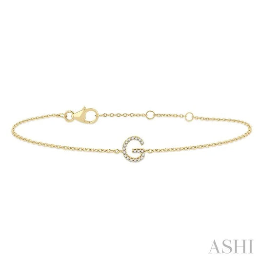 Block 'G' Initial Diamond Chain Bracelet