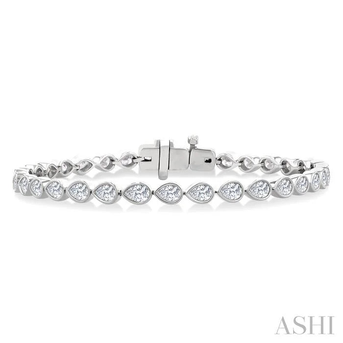 Pear Shape East-West Bezel Set Diamond Tennis Bracelet