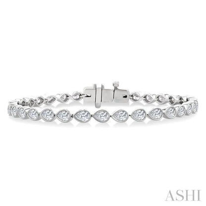 Pear Shape East-West Bezel Set Diamond Tennis Bracelet